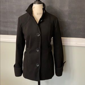 Chico’s Solid Black Pea Coat sz 1